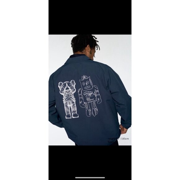 KAWS x Uniqlo x Andy Warhol Coach Jacket Navy SIZE XL - Picture 4 of 4